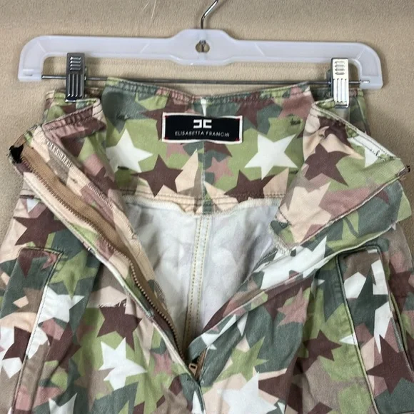 Elisabetta Franchi‎ Denim Pantalon Cargo Star Camouflage Pants Women’s size 25 - Picture 6 of 15